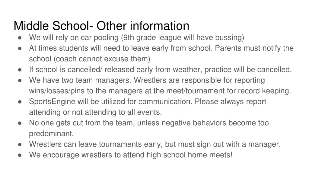 middle school other information we will rely