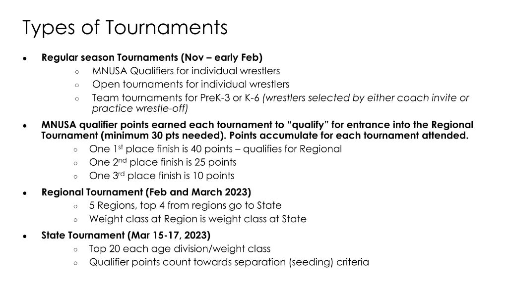 types of tournaments