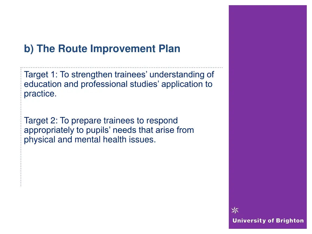 b the route improvement plan