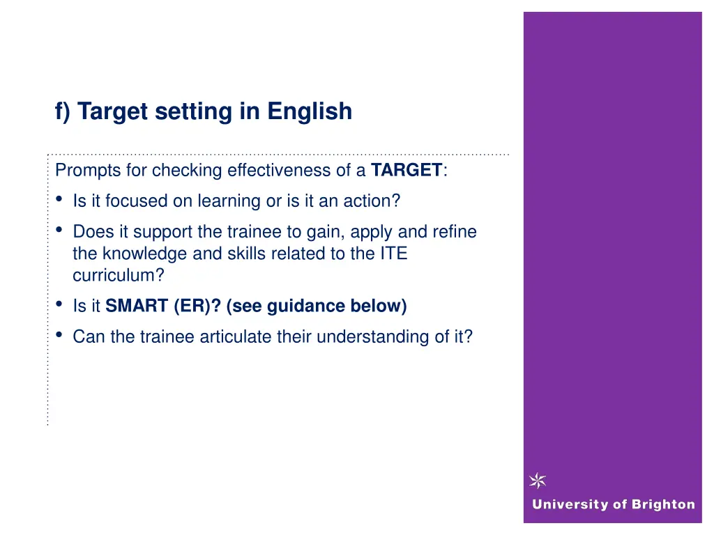 f target setting in english