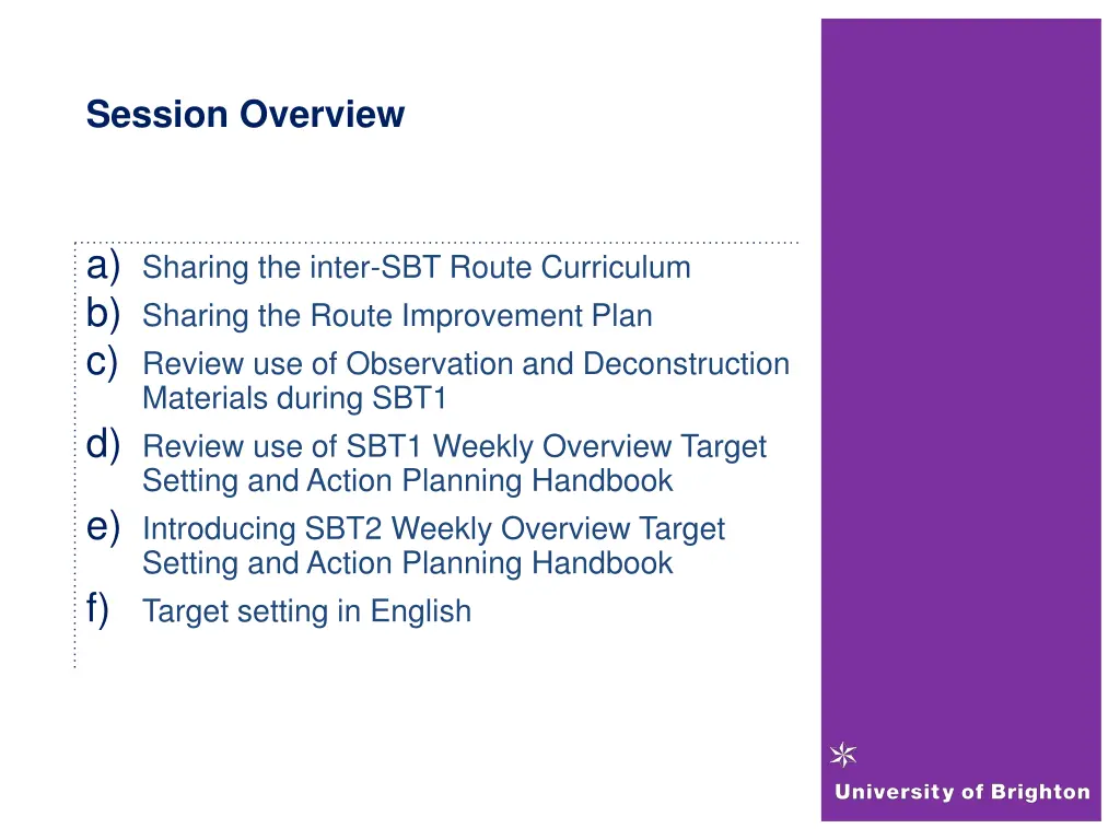 session overview