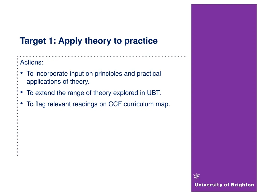 target 1 apply theory to practice