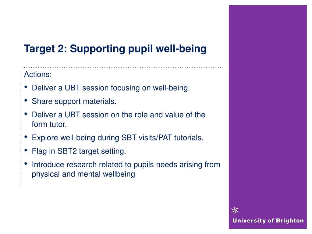 target 2 supporting pupil well being