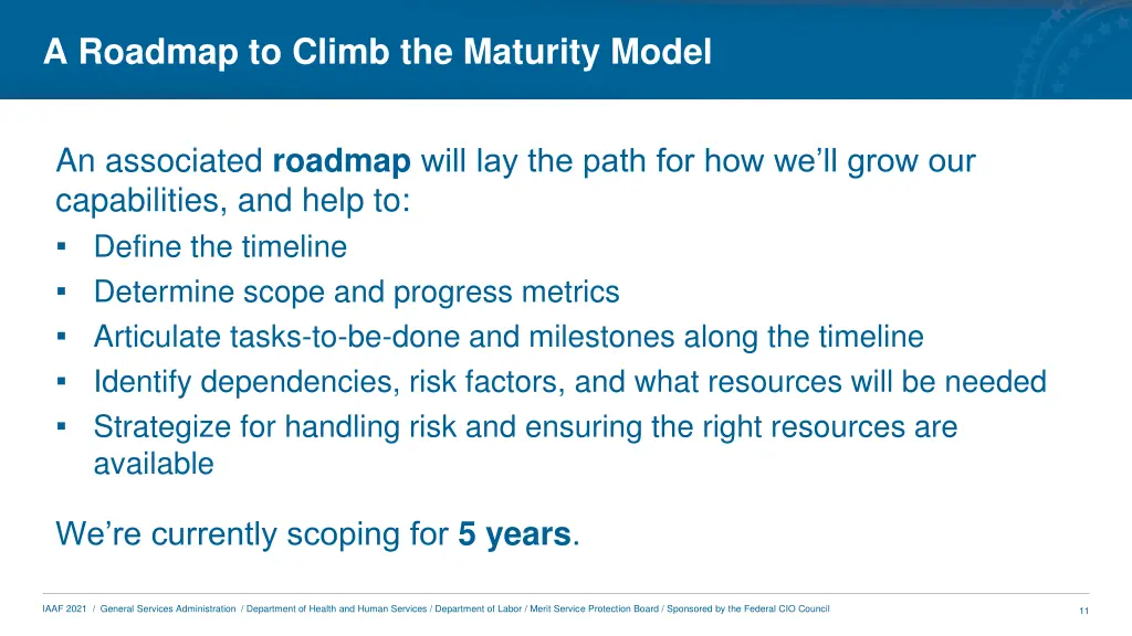 a roadmap to climb the maturity model