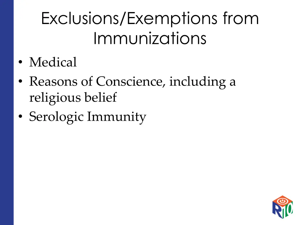 exclusions exemptions from immunizations medical