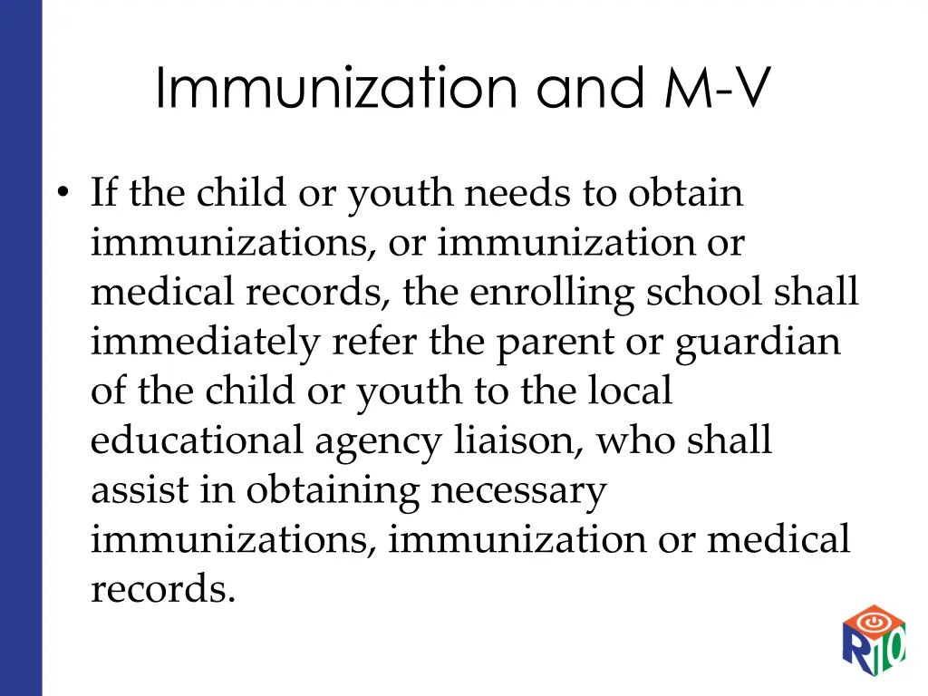 immunization and m v