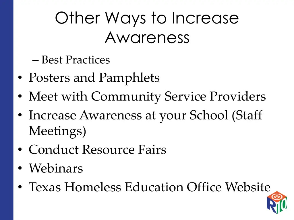 other ways to increase awareness