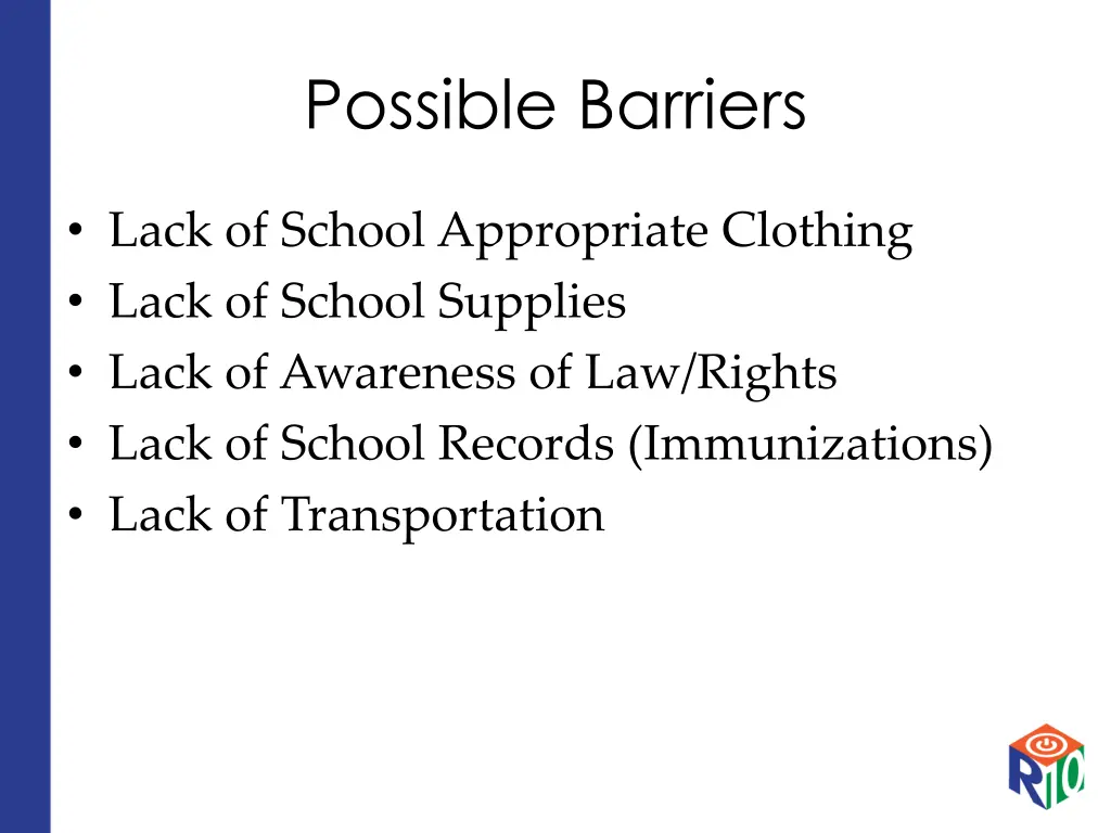 possible barriers