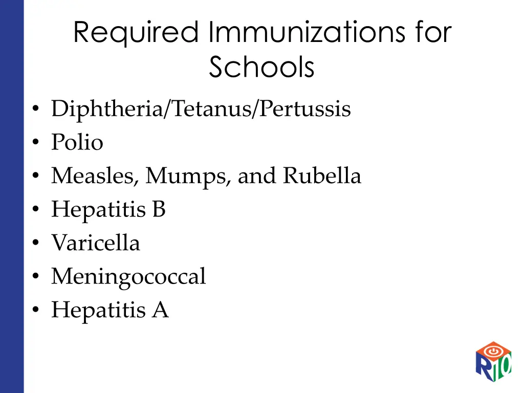 required immunizations for schools diphtheria