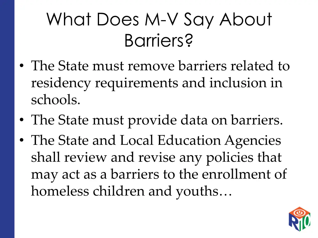 what does m v say about barriers the state must