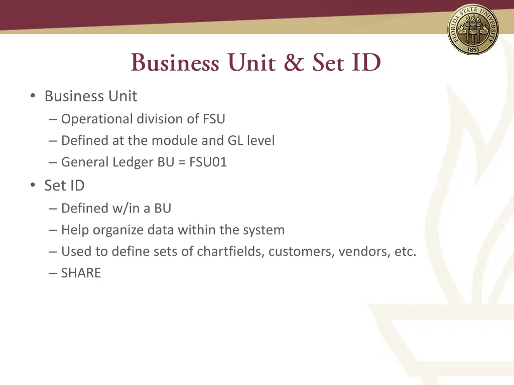 business unit operational division of fsu defined