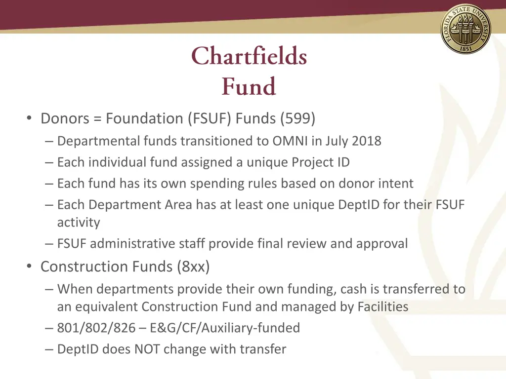 donors foundation fsuf funds 599 departmental