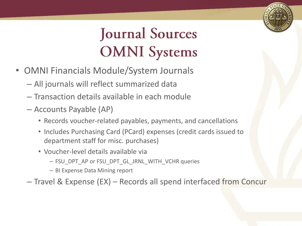 omni financials module system journals