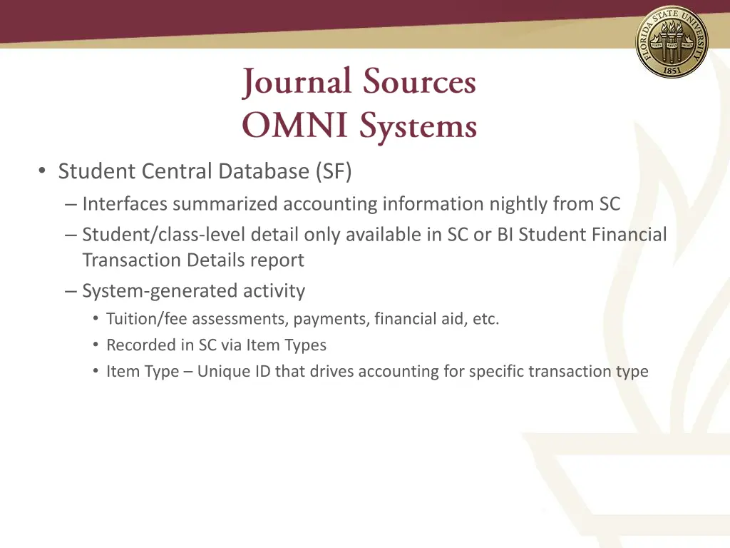 student central database sf interfaces summarized