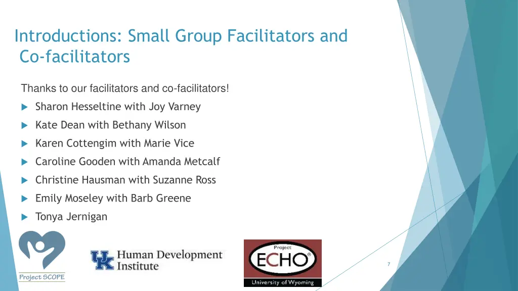 introductions small group facilitators