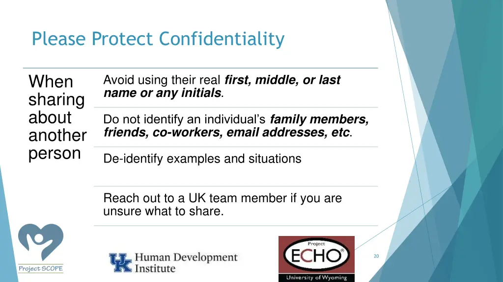 please protect confidentiality