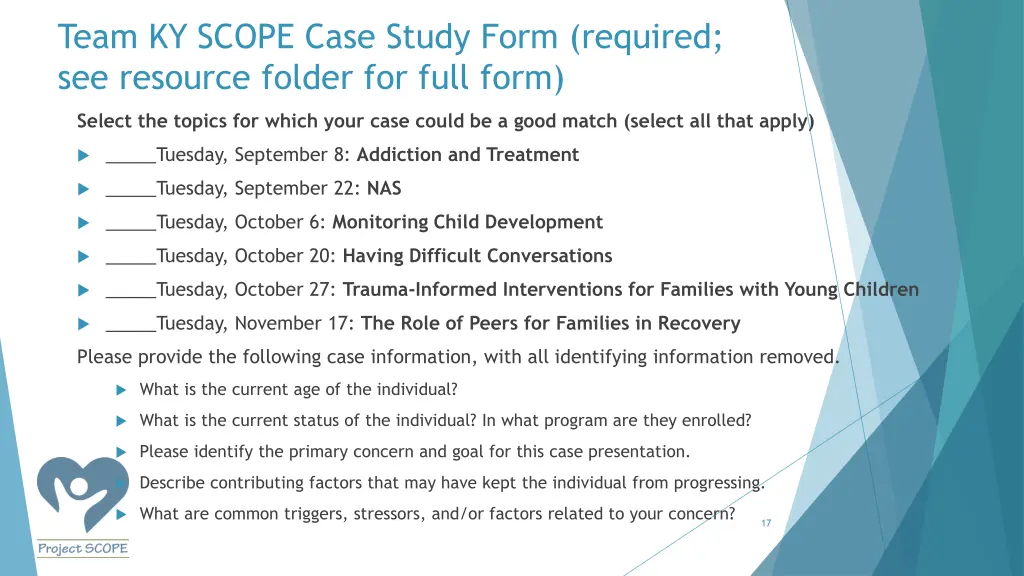 team ky scope case study form required