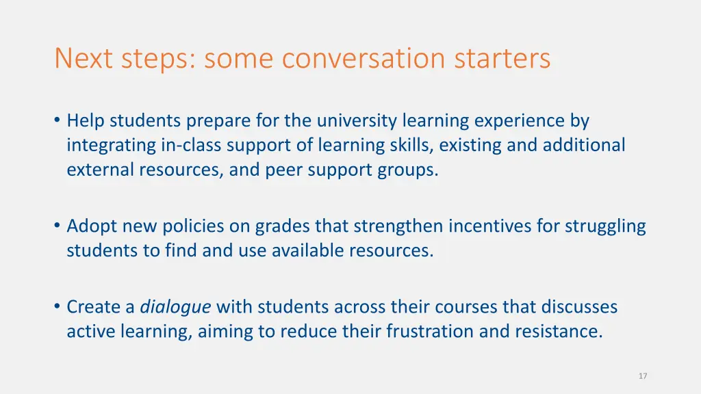 next steps some conversation starters