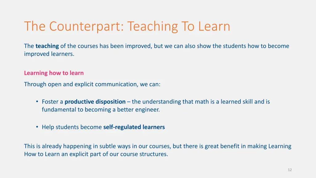 the counterpart teaching to learn