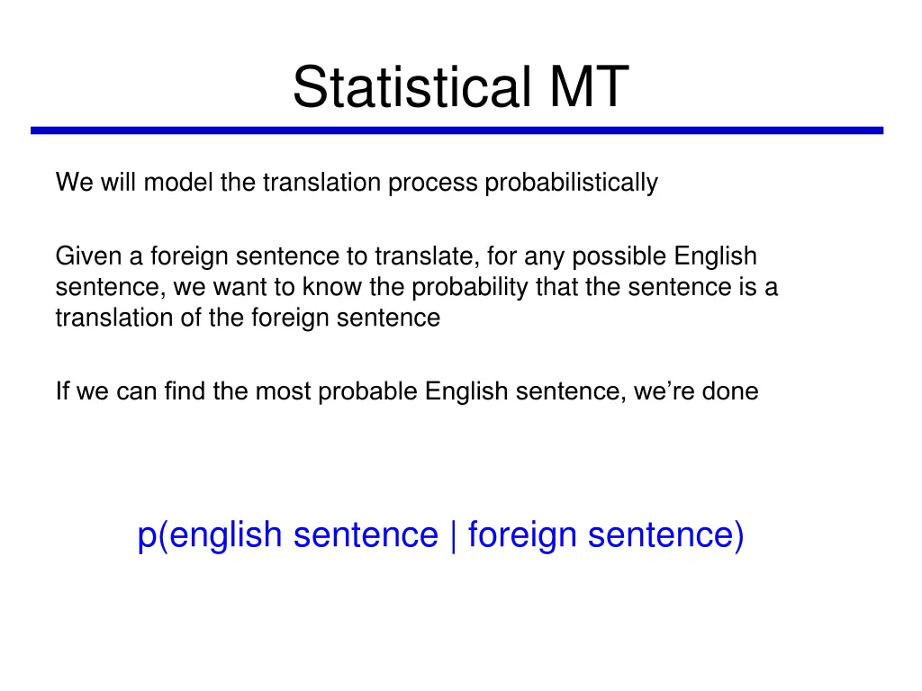 statistical mt