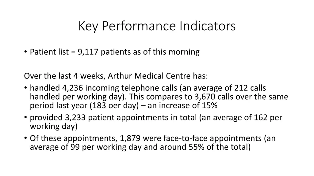 key performance indicators