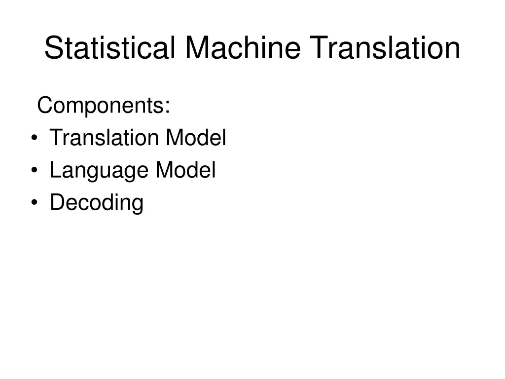 statistical machine translation 2