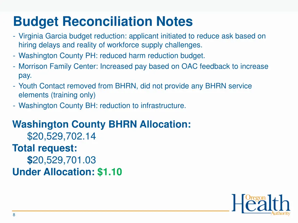 budget reconciliation notes virginia garcia