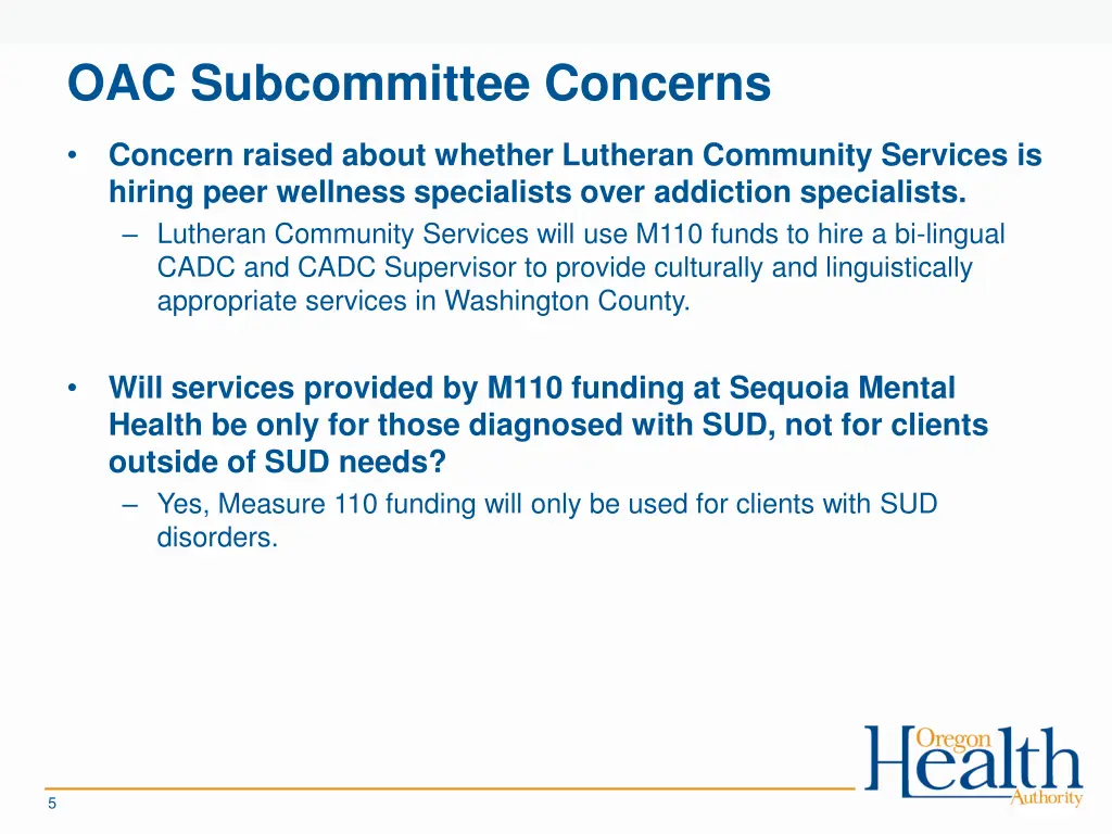 oac subcommittee concerns 1