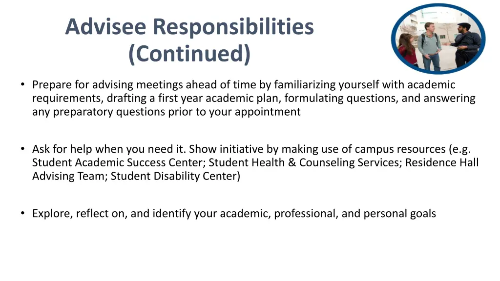 advisee responsibilities continued