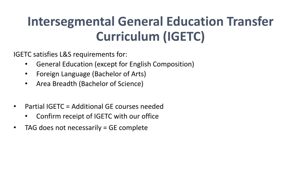 intersegmental general education transfer