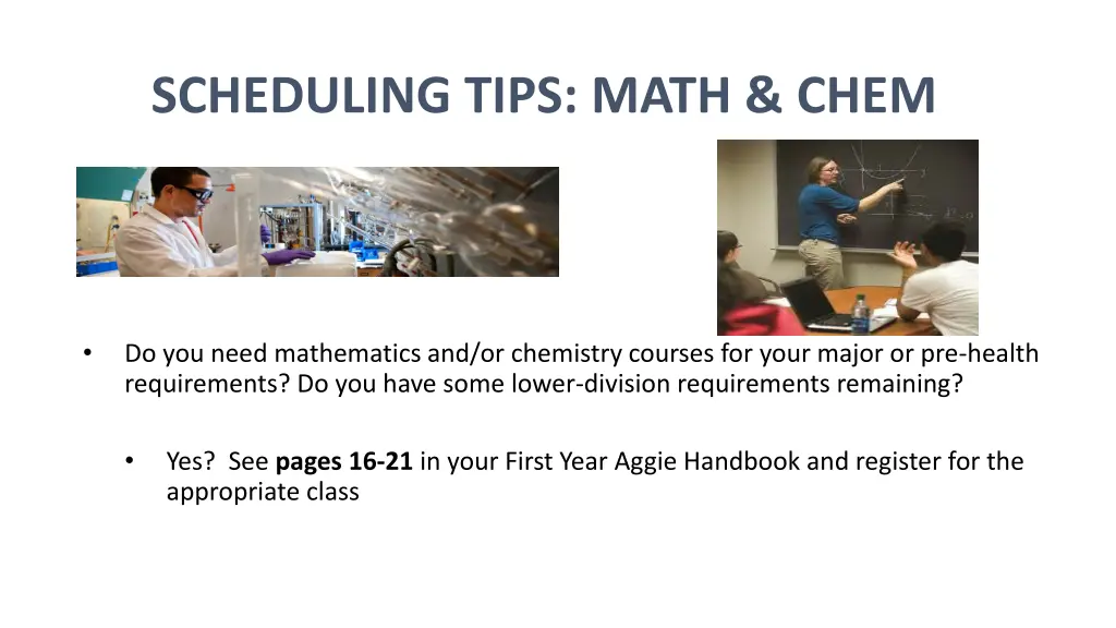 scheduling tips math chem