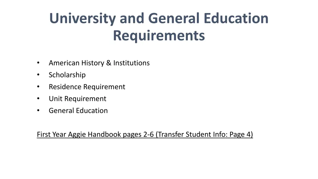 university and general education requirements