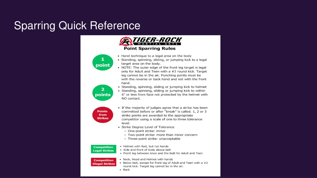 sparring quick reference