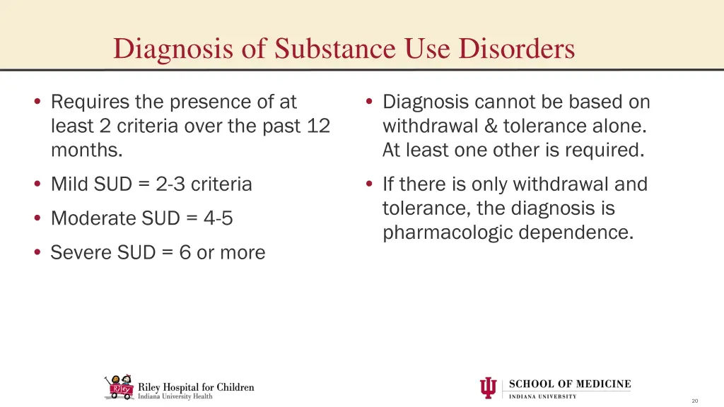 diagnosis of substance use disorders