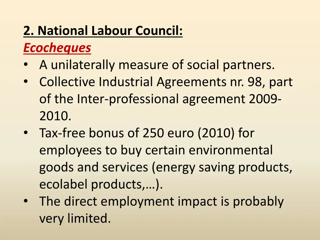 2 national labour council ecocheques