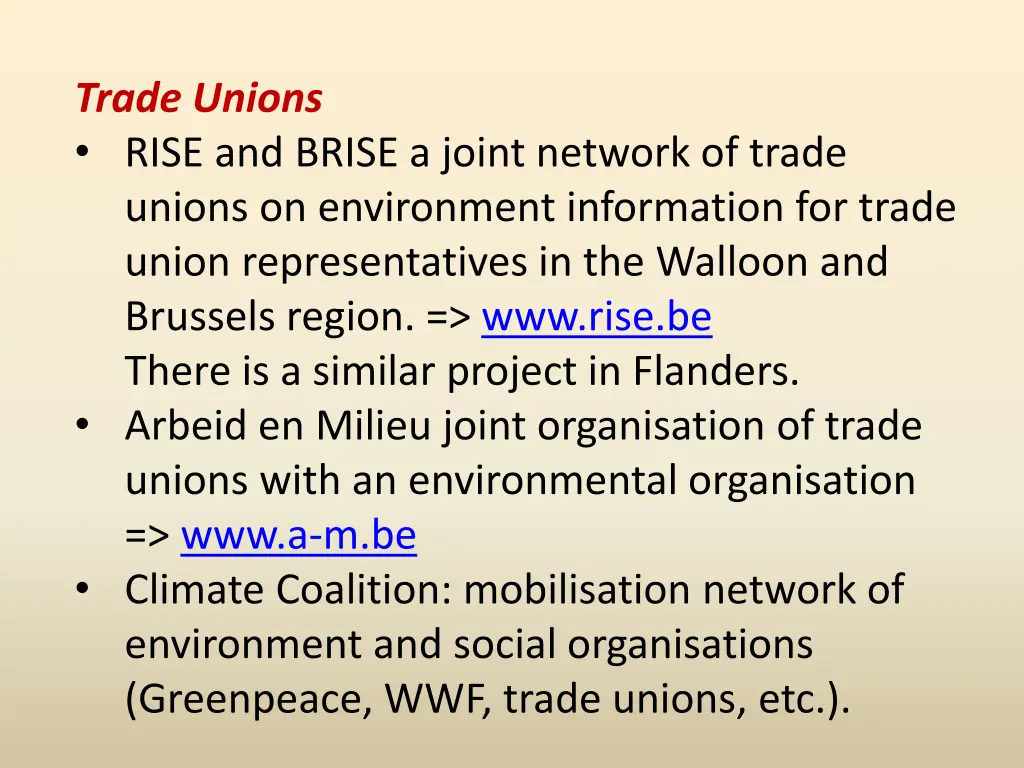 trade unions rise and brise a joint network