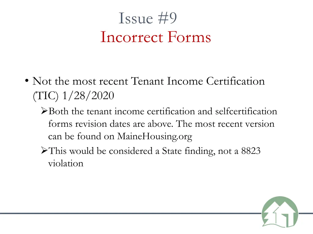 issue 9 incorrect forms