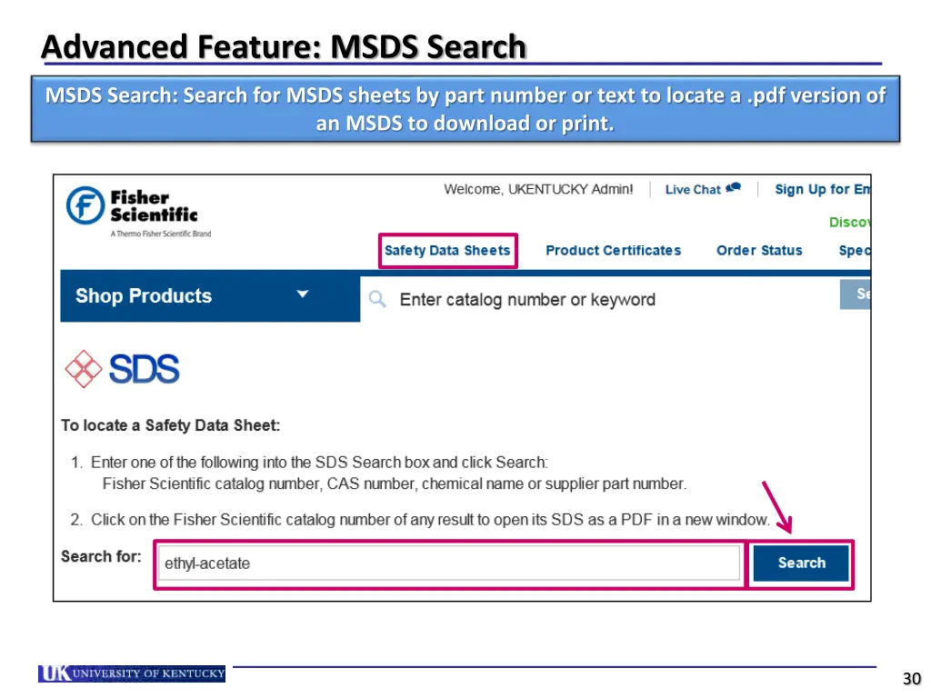 advanced feature msds search