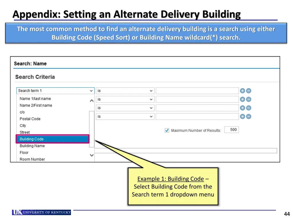 appendix setting an alternate delivery building 1