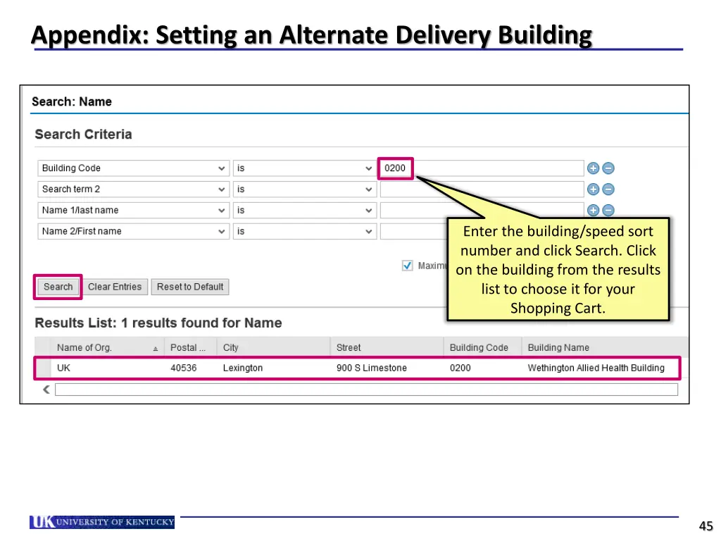 appendix setting an alternate delivery building 2