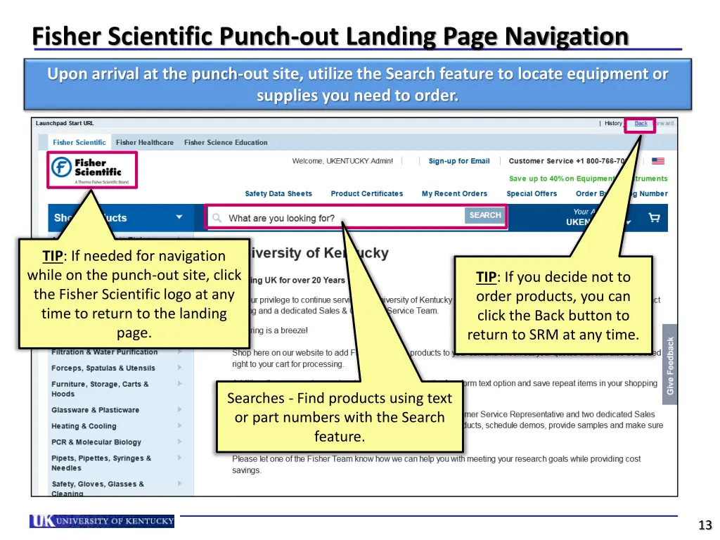 fisher scientific punch out landing page