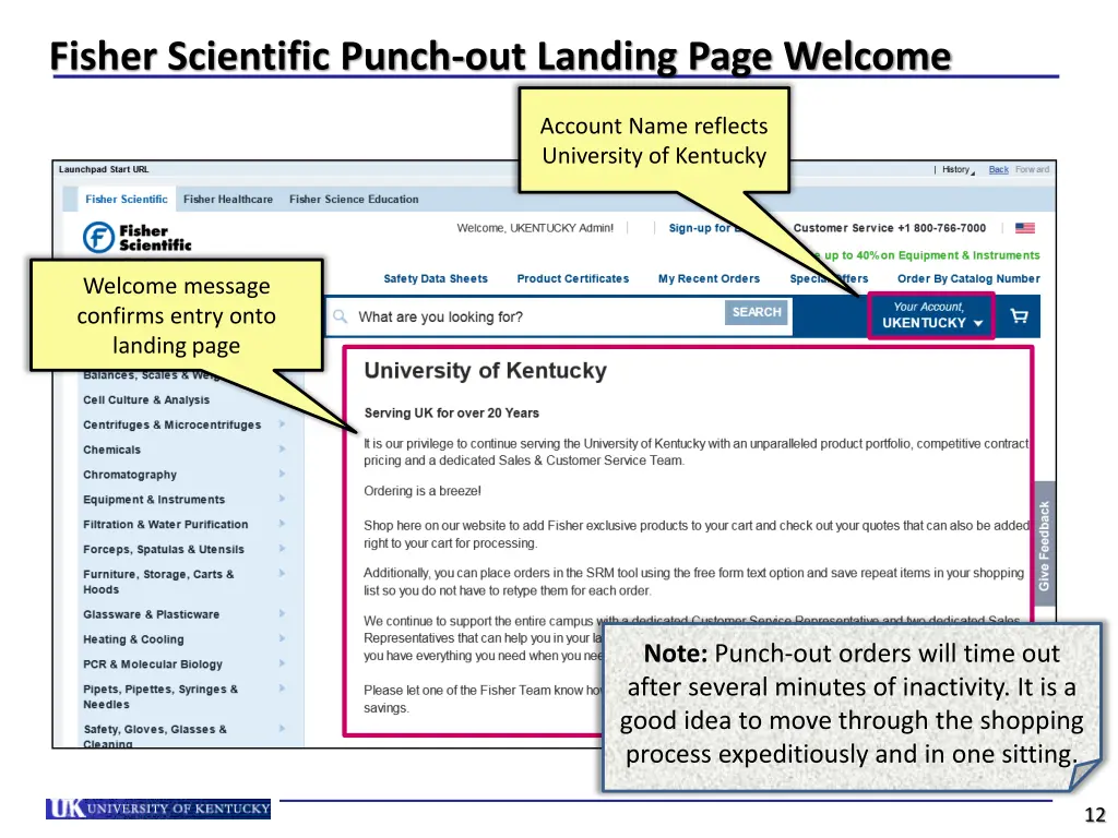 fisher scientific punch out landing page welcome