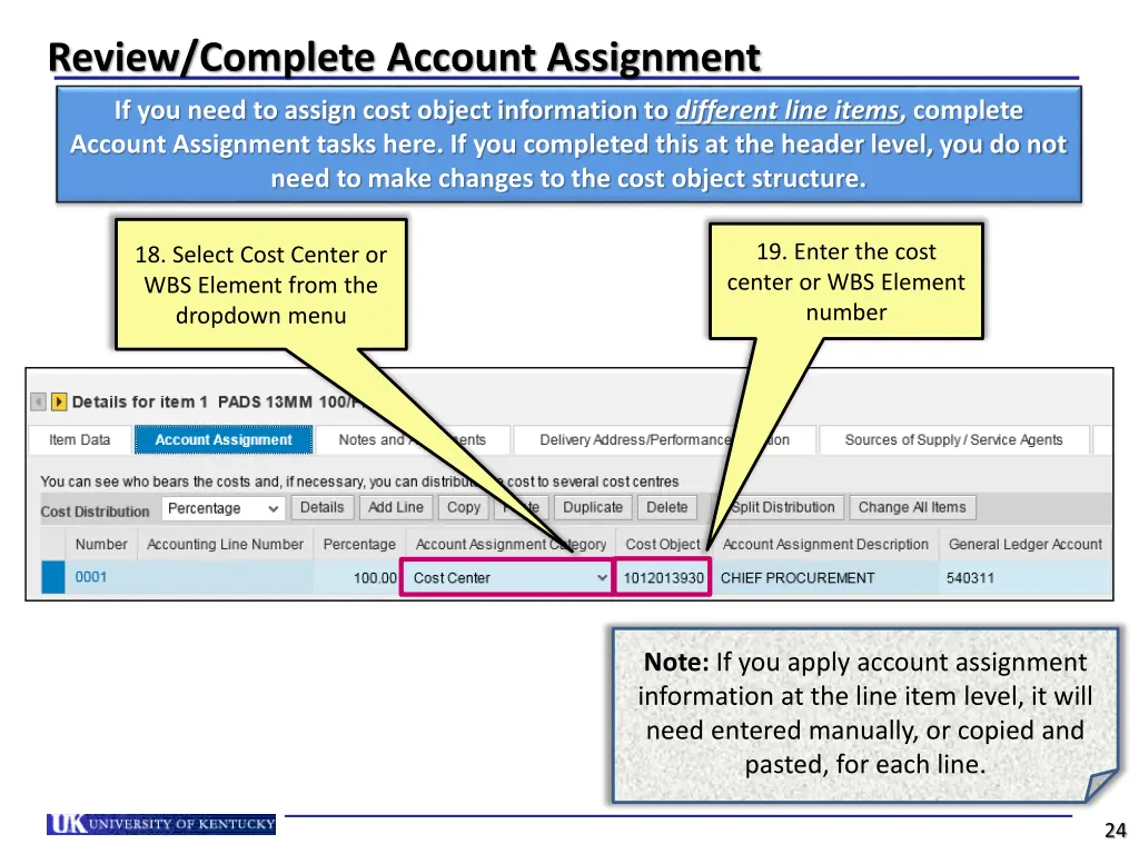 review complete account assignment