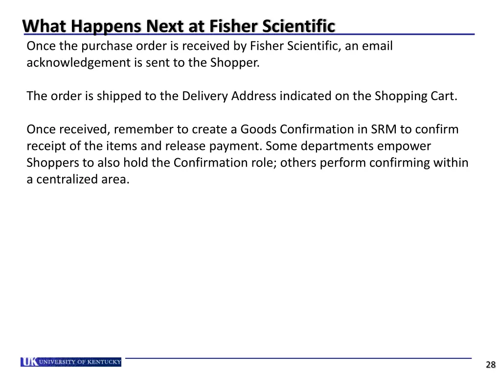 what happens next at fisher scientific once