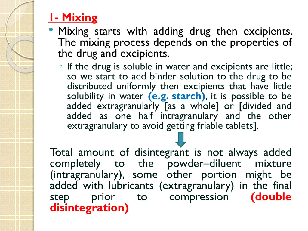 1 mixing mixing starts with adding drug then