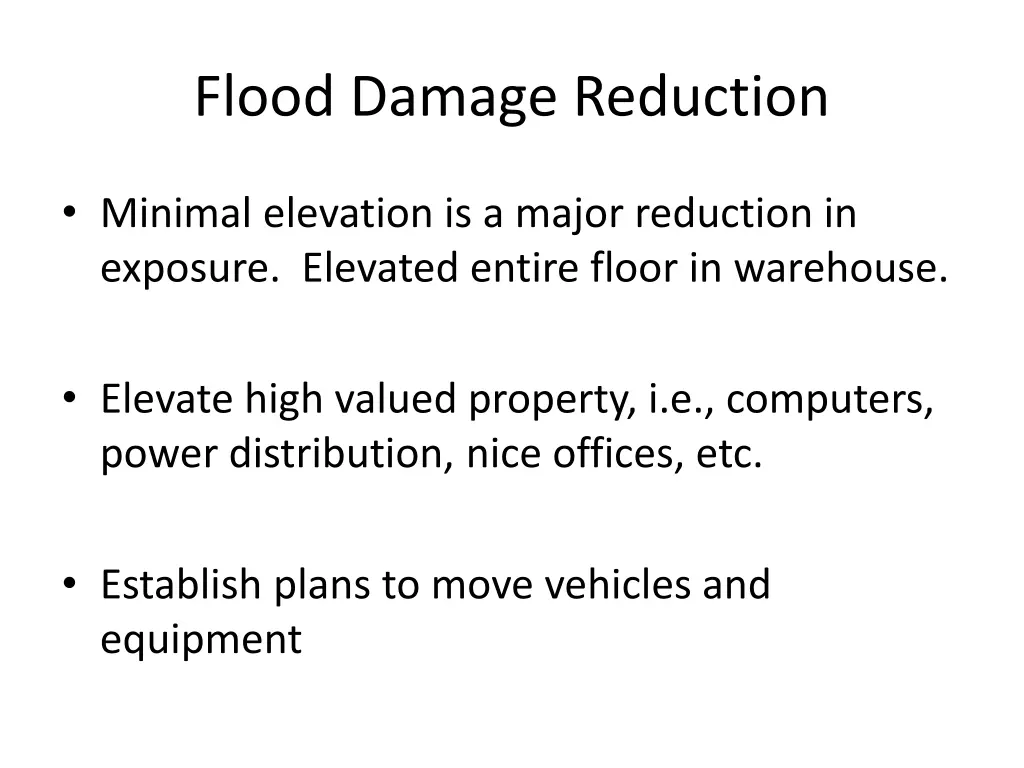 flood damage reduction