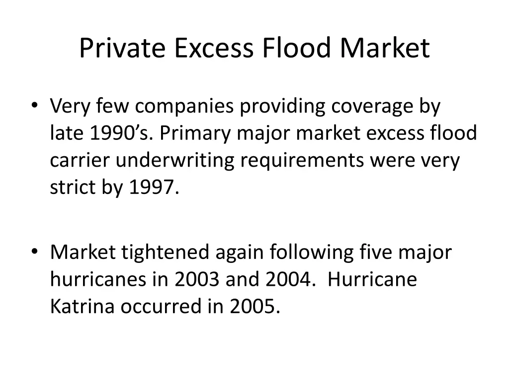 private excess flood market