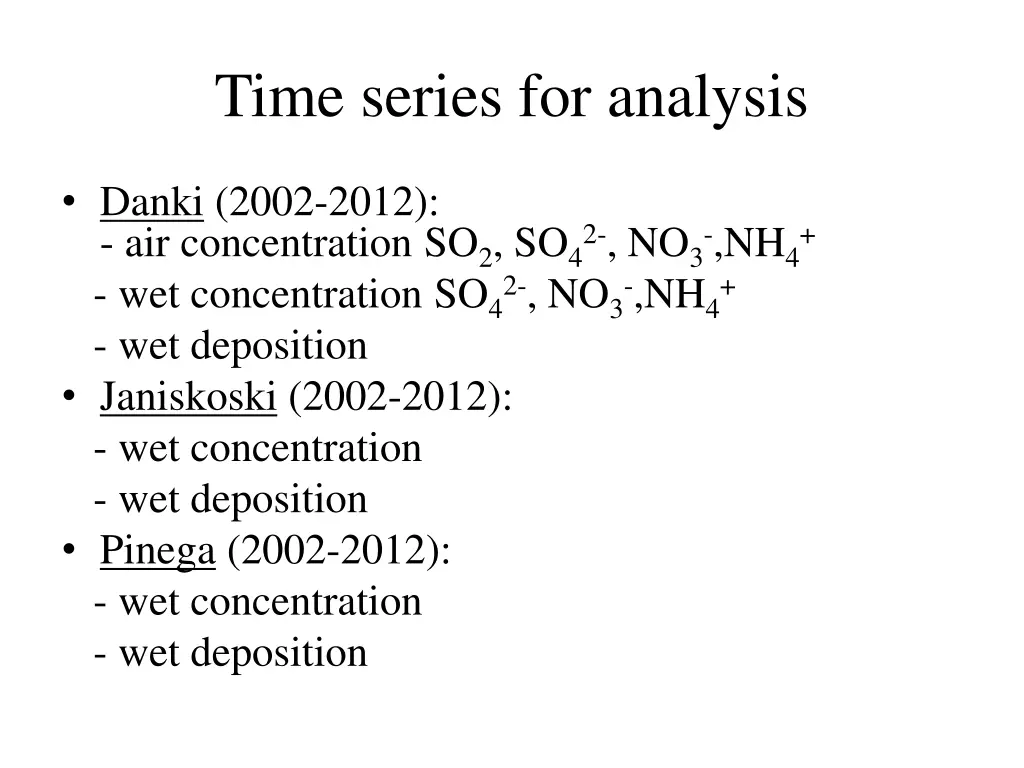 time series for analysis