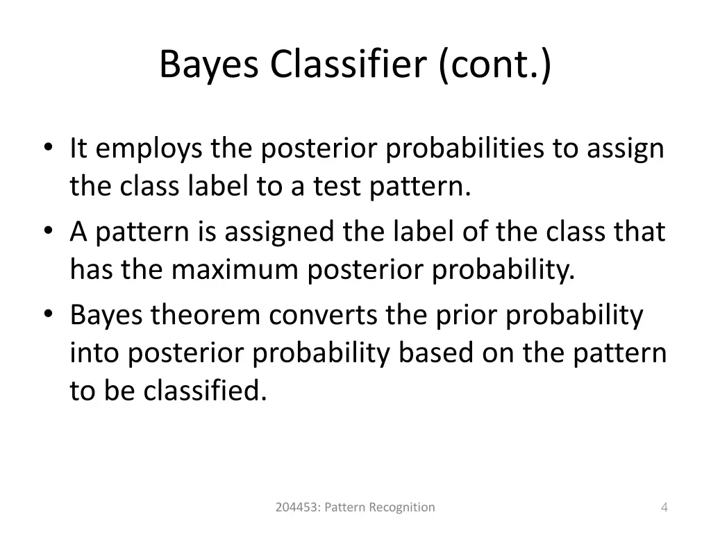 bayes classifier cont