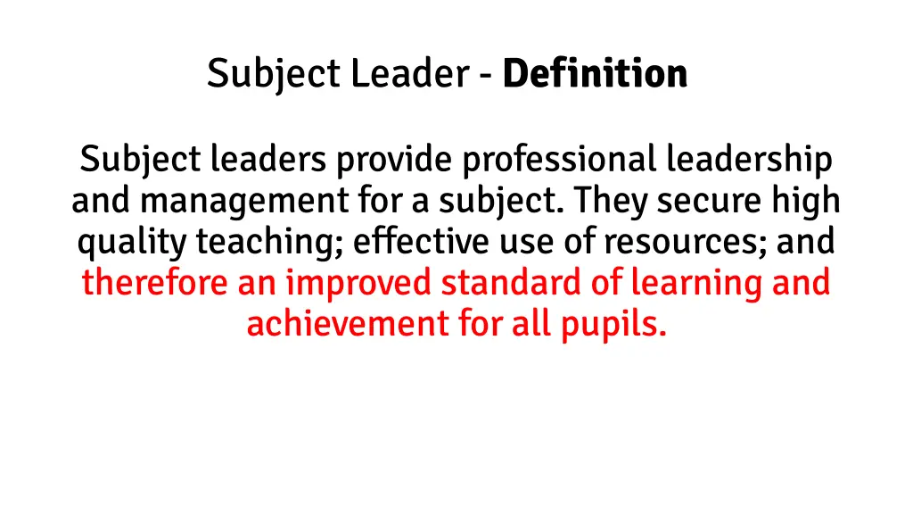 subject leader definition